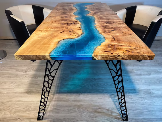 Exotic Wood Epoxy River Dining Table
